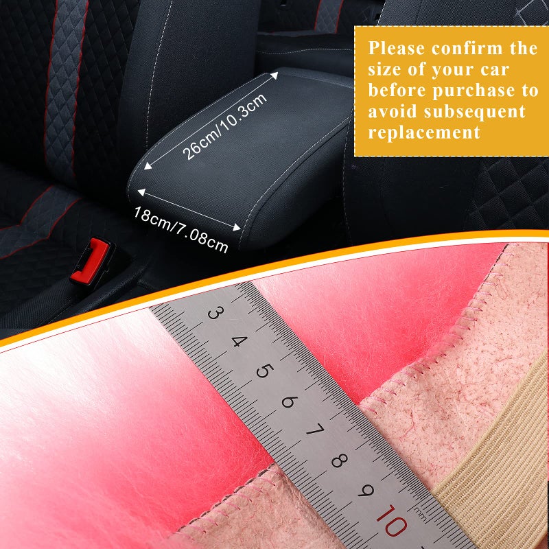Frienda Furry Armrest Cover Auto Center Console Cover Car Soft Console Pad, Real Sheepskin Wool Soft Fluffy Auto Center Armrest Pad for Most Car Decoration Protector(Pink) - Image 4