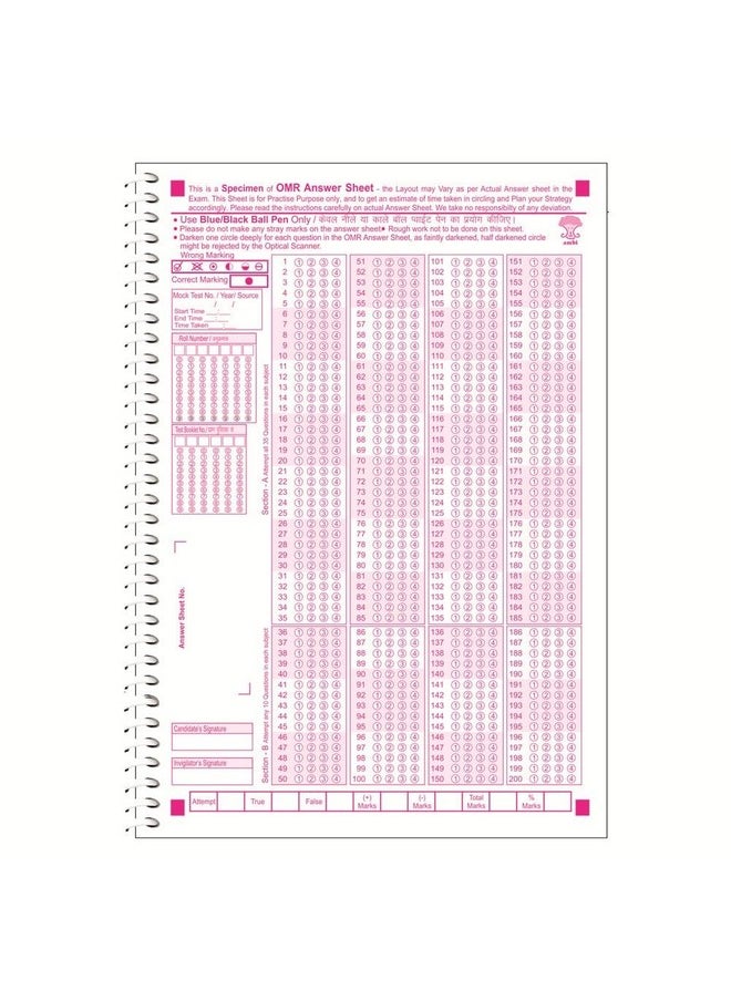 amblitz - amblitz OMR Sheet | For NEET exam | 200 MCQ | For Practice - 50 Sheets | Pack of 2 Spiral Notebook | Helps in Time Management | - Image 1