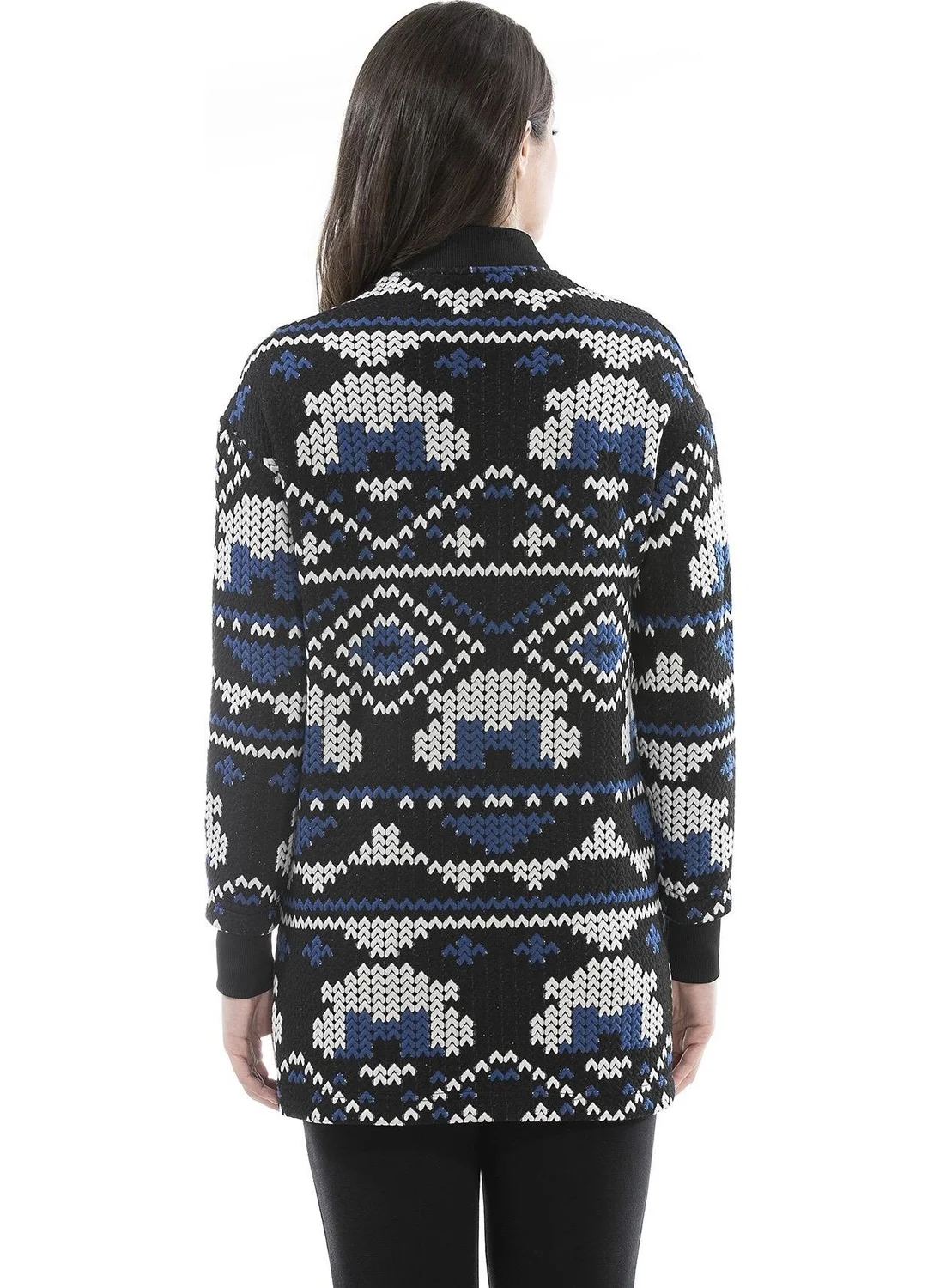 الكسندر جاردي Patterned Zippered Thin Jacket, Black (B20-31203)