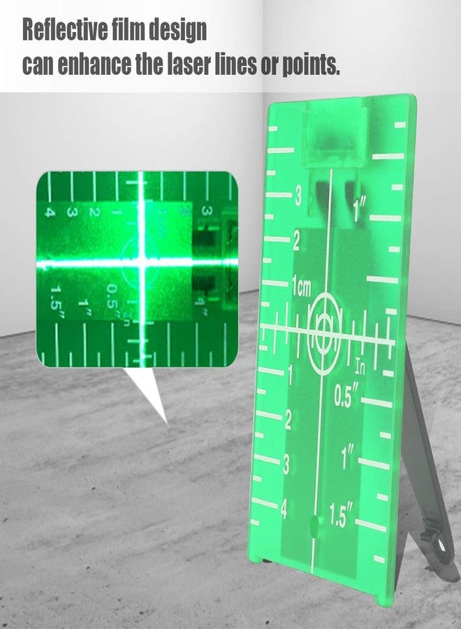 BORDSTRACT Laser Level Target Plate, Double Scale Cross Line Laser Level Meter, Foldable Magnetic Floor Laser Target Card Plate Passive Reflector (Green) - Image 2