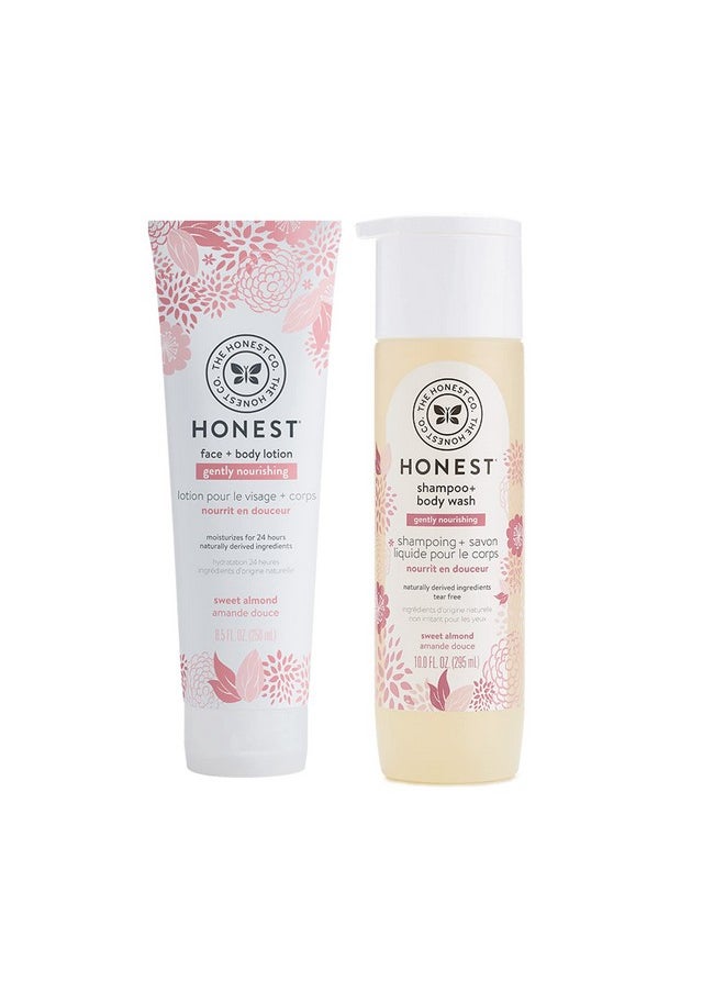 HonestBaby 9Piece Bubbles And Cuddles Gift Set Bath And Lotion 100% Organic Cotton For Infant Baby Boys Girls Unisex Rose Blossom/Almond One Size  - Image 5