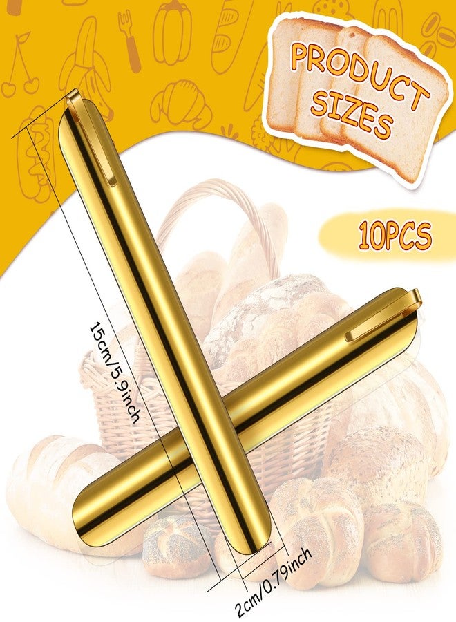 Chumia مكسرات للطاولات، مكانس فتات الخبز من الفولاذ المقاوم للصدأ للطاولات في المطاعم والمنازل، أدوات ملحقات للخدم والنُدُل (ذهبي، 10) - Image 3