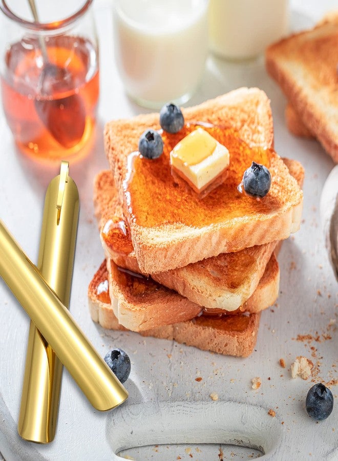 Chumia مكسرات للطاولات، مكانس فتات الخبز من الفولاذ المقاوم للصدأ للطاولات في المطاعم والمنازل، أدوات ملحقات للخدم والنُدُل (ذهبي، 10) - Image 4