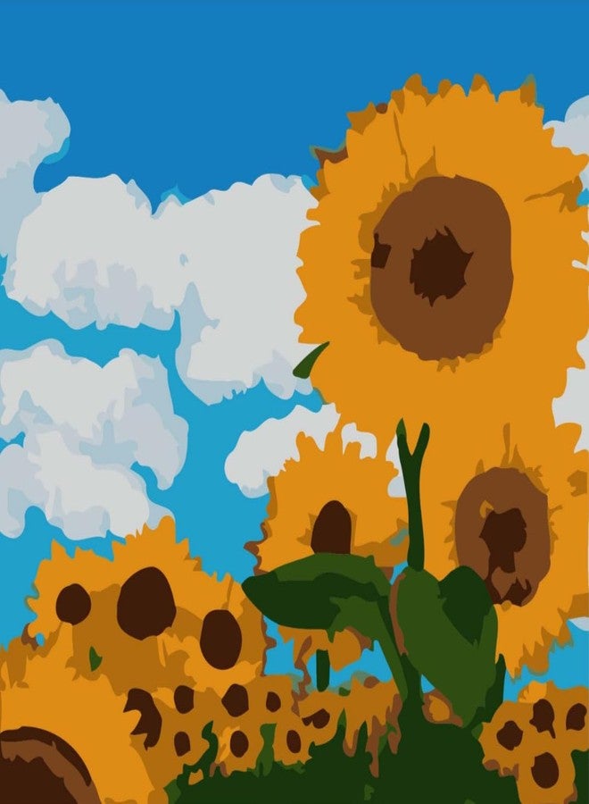 CRAFT MATE CRAFTMATE DIY Framed Paint by Numbers Canvas Art and Craft Kit for Adults and Kids | Shining Sunflowers Sky | 8 x 8 inch - Image 2