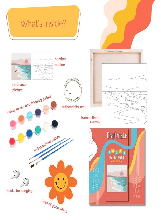 CRAFT MATE CRAFTMATE DIY Framed Paint by Numbers Canvas Art and Craft Kit for Adults and Kids | Shining Sunflowers Sky | 8 x 8 inch - Image 5