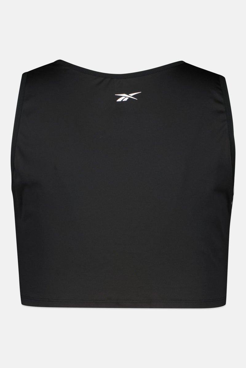 Reebok Women Plus Size Brand Logo Sleeveless Tank Top, Black - Image 3