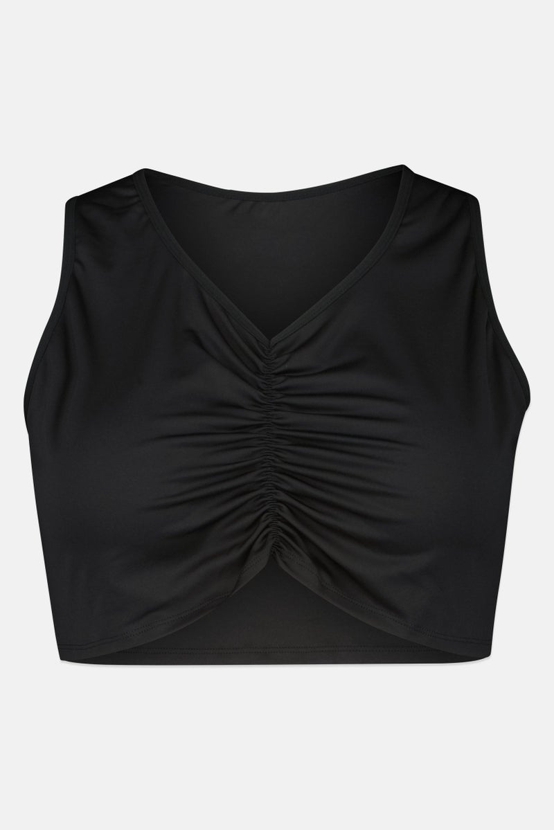 Reebok Women Plus Size Brand Logo Sleeveless Tank Top, Black - Image 2