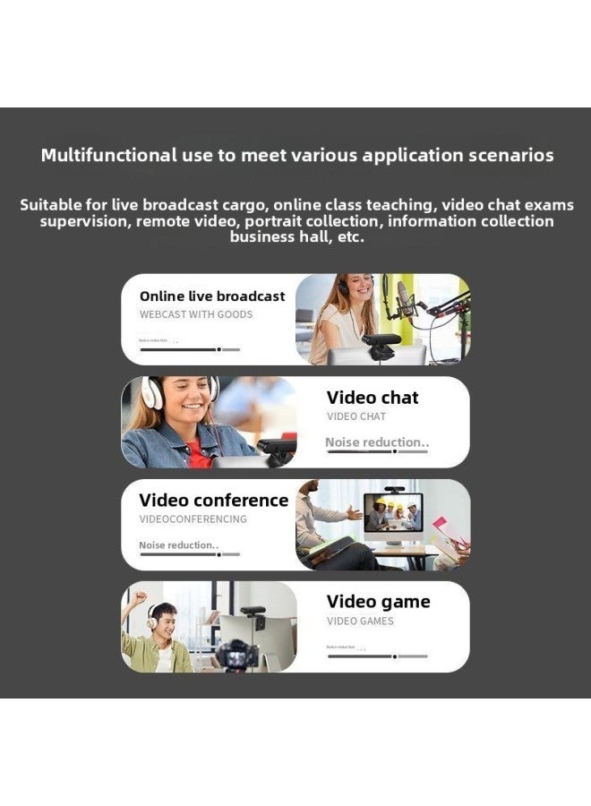 Computer Camera 1080P Industrial Security Microphone Integrated Wide Angle Online Class Beauty Camera External-Color:Recommended Model For Online Classes 1080p [driver-free + Wheat + With Support - Image 4