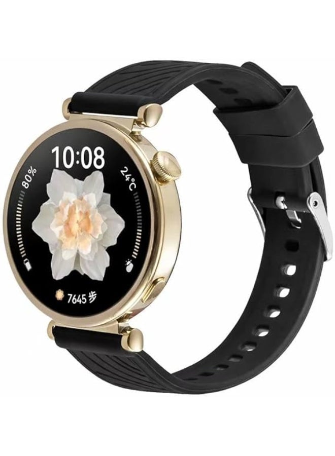 Ecosystem 18mm Official Silicone Strap Compatible with Huawei Watch GT 6 41mm/GT 5 Pro 42 mm/GT5 41mm/GT4 41 mm/Huawei Watch 5 42mm, for all watches using 18mm width Strap (Black) - Image 1