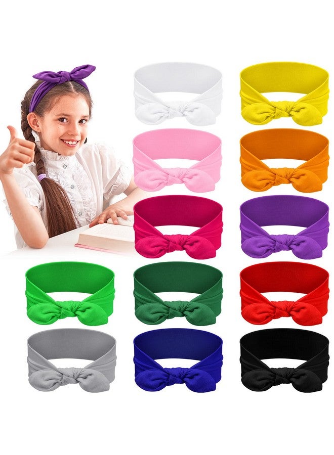 جيجكسين 12 عبوة من عصابات الرأس الملونة للفتيات، عصابات رأس على شكل أرنب قابلة للإزالة للفتيات، عصابات رأس من قماش البوليستر المرن، عصابة رأس على شكل أرنب، إكسسوارات للشعر للفتيات 12 لونًا - Image 1
