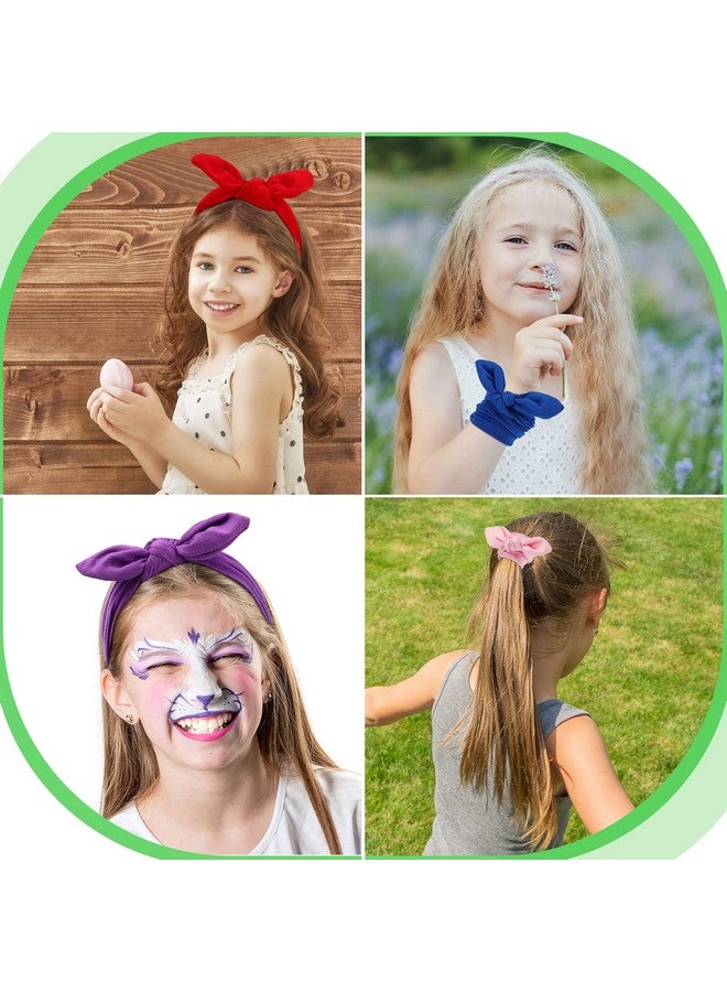 جيجكسين 12 عبوة من عصابات الرأس الملونة للفتيات، عصابات رأس على شكل أرنب قابلة للإزالة للفتيات، عصابات رأس من قماش البوليستر المرن، عصابة رأس على شكل أرنب، إكسسوارات للشعر للفتيات 12 لونًا - Image 4