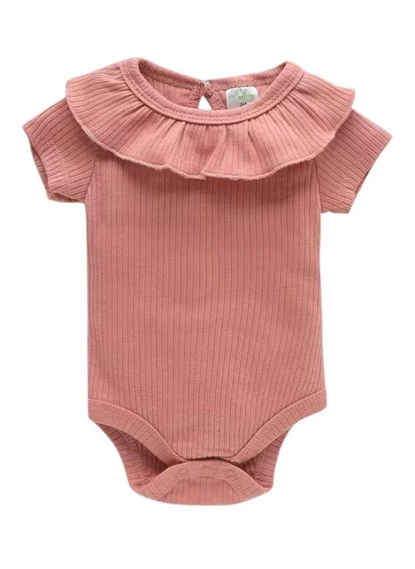 Bambimici Bambimici Plain Dark Pink Short Sleeve Bodysuit