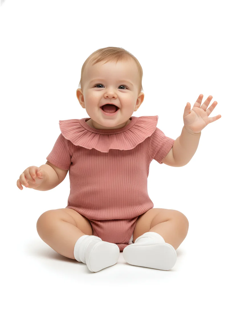 Bambimici Bambimici Plain Dark Pink Short Sleeve Bodysuit