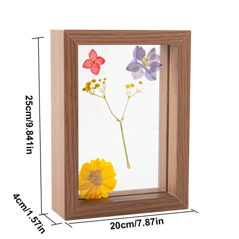 Wooden Photo Frame: 10In(20x25)Cm Walnut Color - Double-Sided Real Glass 360-Degree Rotatable Photo Frame for Tabletop Wedding Decoration - Image 2