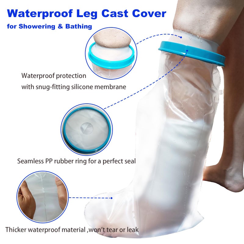 Tideshake - 100% Waterproof Leg Cast Cover for Showering, Reusable Adult Short Leg Cast Protector, Cast Covers for Shower Leg, Cast Bag for Shower, Cast Cover for Showering Foot - Image 3
