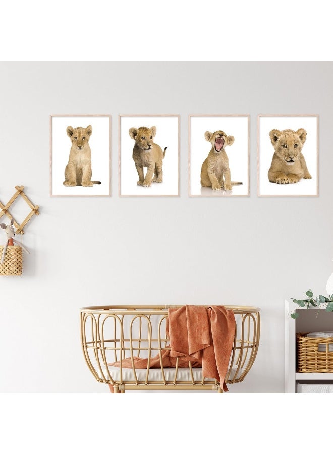 Insire Baby Lion Wall Art Animal Wall Art Cub Lion Poster - Set of 4 (8x10) - Image 3