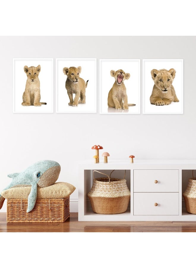 Insire Baby Lion Wall Art Animal Wall Art Cub Lion Poster - Set of 4 (8x10) - Image 4