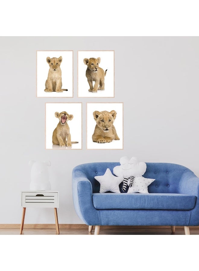 Insire Baby Lion Wall Art Animal Wall Art Cub Lion Poster - Set of 4 (8x10) - Image 5