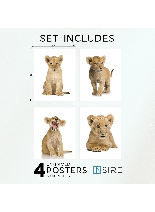 Insire Baby Lion Wall Art Animal Wall Art Cub Lion Poster - Set of 4 (8x10) - Image 2