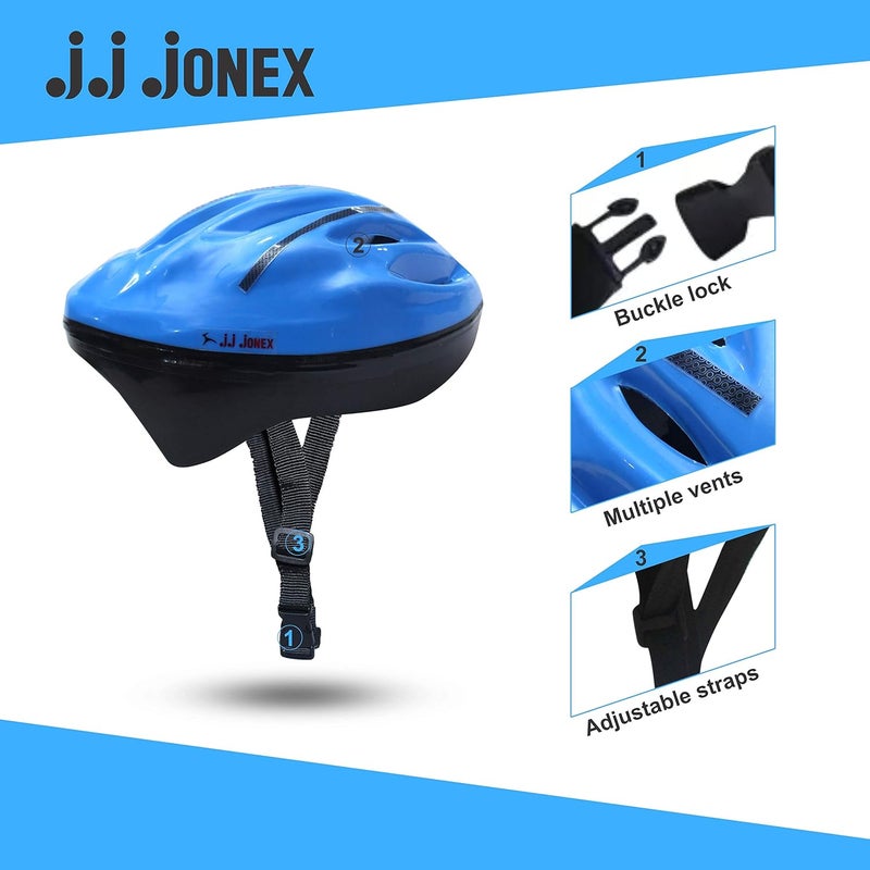 Jonex JJ Skating Helmet, Skating Helmet for Adults, Skating Helmet with Adjustable Strap for Men and Women (Blue), One Size - Image 3