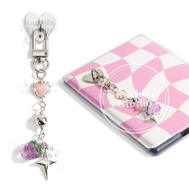 Kaciola Charm Chains for Kindle, Strawberry Pendant Cute E-reader Phone Charm Bracelets Accessories Gift for Reader Booklovers Women Men, Charms Compatible for Kindle/E-Reader/Phone (C02) - Image 1