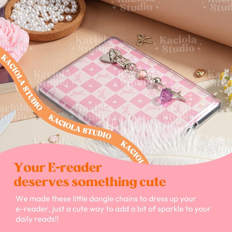 Kaciola Charm Chains for Kindle, Strawberry Pendant Cute E-reader Phone Charm Bracelets Accessories Gift for Reader Booklovers Women Men, Charms Compatible for Kindle/E-Reader/Phone (C02) - Image 2