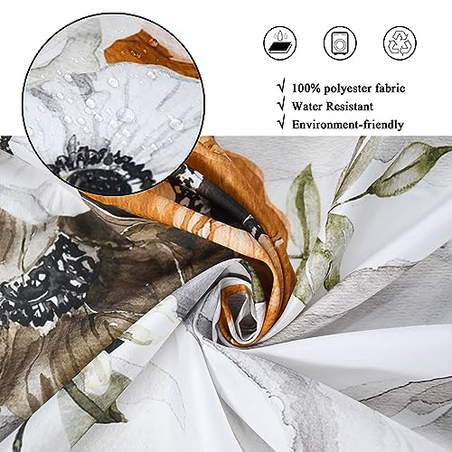 GCIREC Fall Watercolor Pumpkin Shower Curtain, Autumn Thanksgiving Harvest Pumpkins with Floral Bathroom Curtain Bathtub Home Decor Waterproof Fabric Machine Washable with 12 PCS Hooks,72" Wx72 L - Image 4