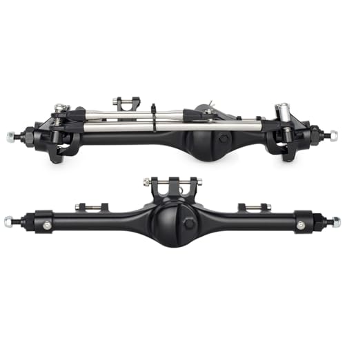 VNUHV CNC Aluminum Front Rear F10T Straight Axle Set Black Silver for 110 RC Crawler Car Axial SCX10 II VS410 Upgrade Parts Black Set - Image 5