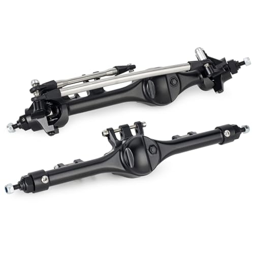 VNUHV CNC Aluminum Front Rear F10T Straight Axle Set Black Silver for 110 RC Crawler Car Axial SCX10 II VS410 Upgrade Parts Black Set - Image 1