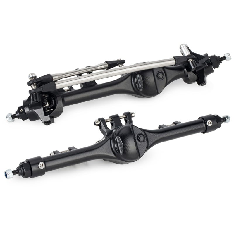 VNUHV CNC Aluminum Front Rear F10T Straight Axle Set Black Silver for 110 RC Crawler Car Axial SCX10 II VS410 Upgrade Parts Black Set - Image 3