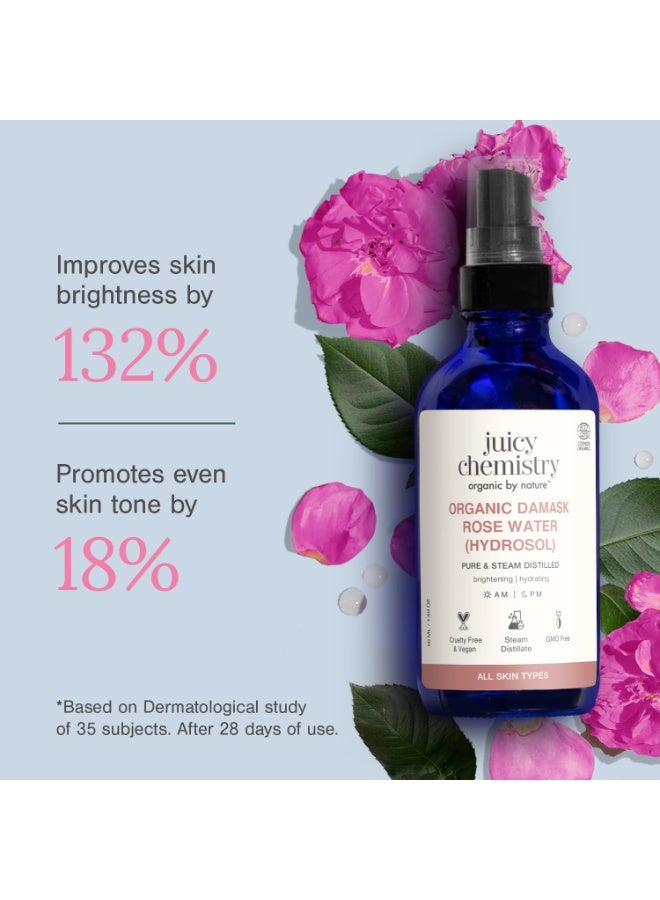 جوسي كيميستري ماء الورد العضوي (هيدروسول)، 50 مل | تونر للوجه لبشرة متوهجة ومشرقة ومرطبة | مصنوع من الورد الدمشقي البلغاري - تم اختباره سريريًا - Image 3