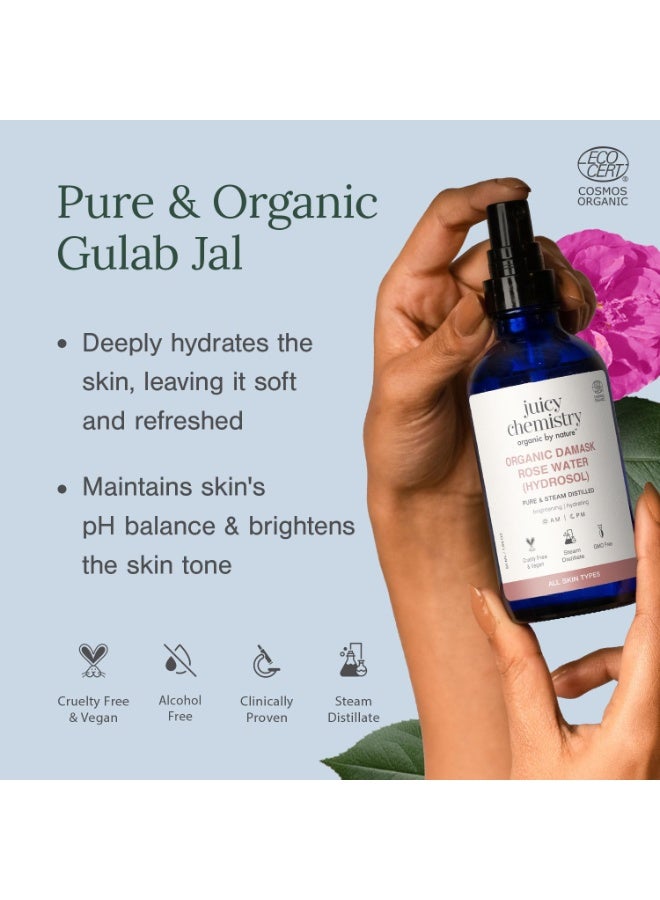 جوسي كيميستري ماء الورد العضوي (هيدروسول)، 50 مل | تونر للوجه لبشرة متوهجة ومشرقة ومرطبة | مصنوع من الورد الدمشقي البلغاري - تم اختباره سريريًا - Image 2