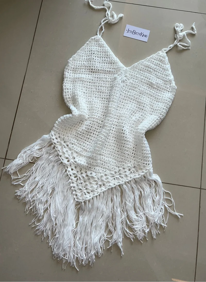 Itty Bitty Kinis Kylie Crochet Dress White