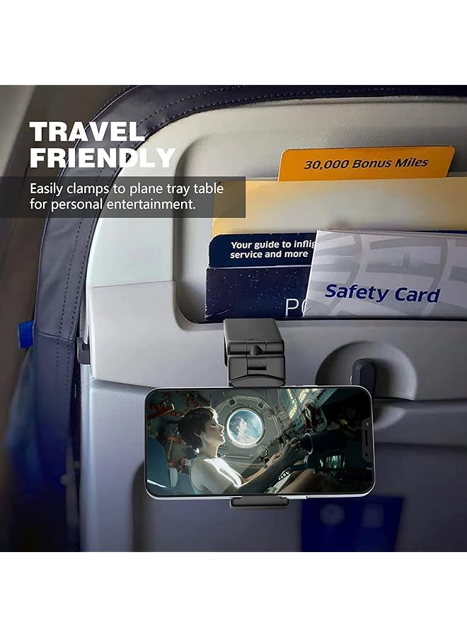 Excefore Universal Airplane In Flight Phone Mount. Handsfree Phone Holder For Desk With Multi-Directional Dual 360 Degree Rotation. Pocket Size Travel Essential Accessory For Flying - Image 5