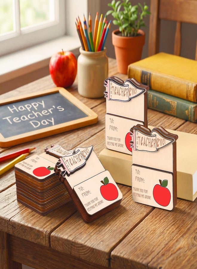 Novabright 6 Pack Teacher Appreciation Gift Card Holder Best Teacher Ever Gifts Flag Card Holder Wooden Thank You Sleeves for Holiday Money End of Year - Image 3