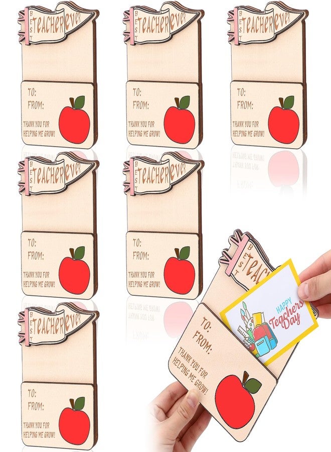 Novabright 6 Pack Teacher Appreciation Gift Card Holder Best Teacher Ever Gifts Flag Card Holder Wooden Thank You Sleeves for Holiday Money End of Year - Image 1