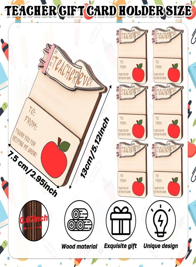 Novabright 6 Pack Teacher Appreciation Gift Card Holder Best Teacher Ever Gifts Flag Card Holder Wooden Thank You Sleeves for Holiday Money End of Year - Image 2