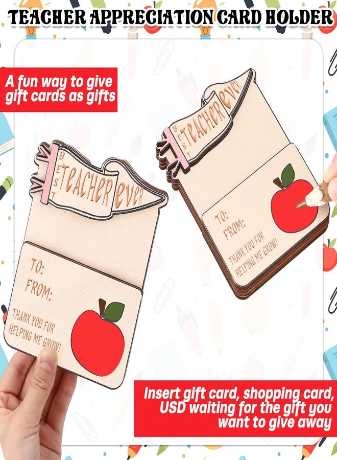 Novabright 6 Pack Teacher Appreciation Gift Card Holder Best Teacher Ever Gifts Flag Card Holder Wooden Thank You Sleeves for Holiday Money End of Year - Image 4