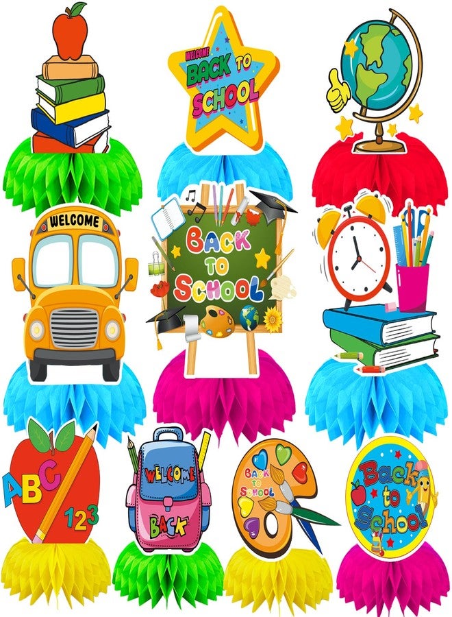 DTOFOOT 10Pcs Back to School Decorations,Welcome Back to School Honeycomb Centerpieces for Table Ready to School Table Decorations First Day of School Table Decor for School Classroom Party Favors - Image 1