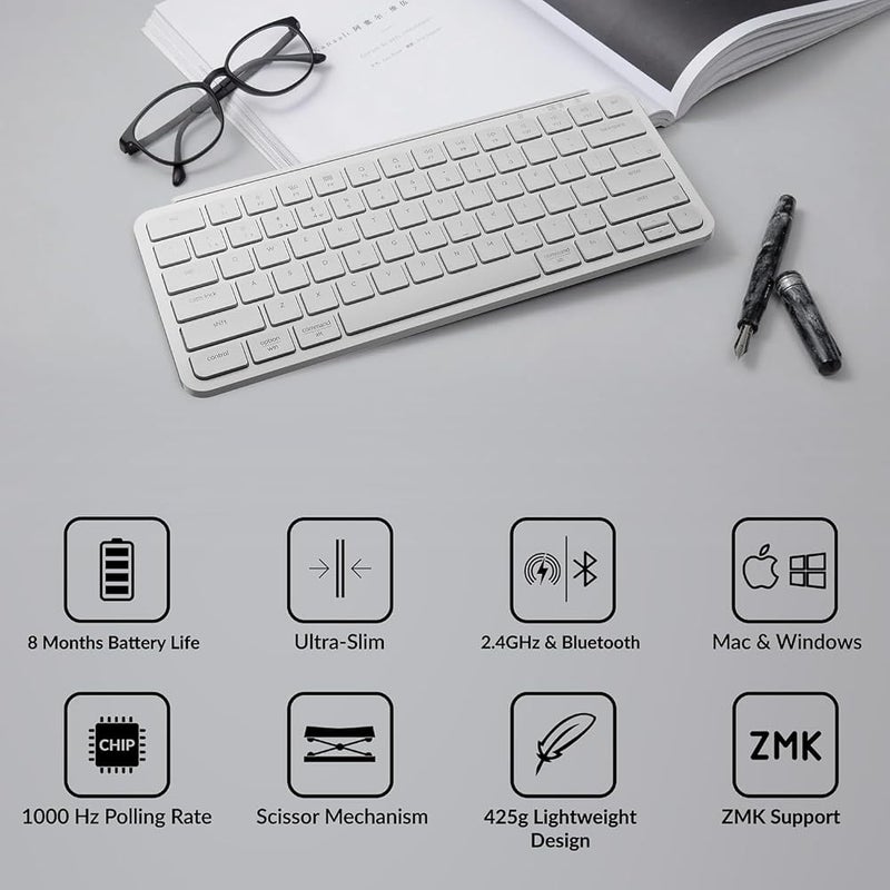 Keychron B1 Pro Ultra-Slim Wireless Keyboard – Low-Profile Design, Tri-Mode Connectivity, Ergonomic Keycaps, Quiet Typing Experience, Compatible with Mac/Windows - Image 4