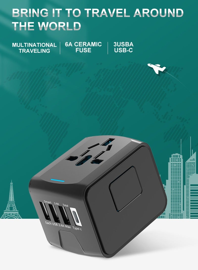 Universal International Travel Power Adapter W/High Speed 2.4A USB 3.0A Type-C Wall Charger European Adapter Worldwide AC Outlet Plugs Adapters for Europe UK US AU Asia - Image 2