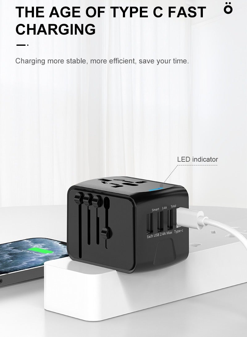Universal International Travel Power Adapter W/High Speed 2.4A USB 3.0A Type-C Wall Charger European Adapter Worldwide AC Outlet Plugs Adapters for Europe UK US AU Asia - Image 4