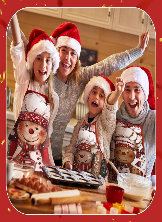 Vabean 4 Pcs Christmas Elf Gingerbread Man Apron Adjustable Funny Kitchen Cooking Funny Chef Women Xmas Party(Gingerbread) - Image 3
