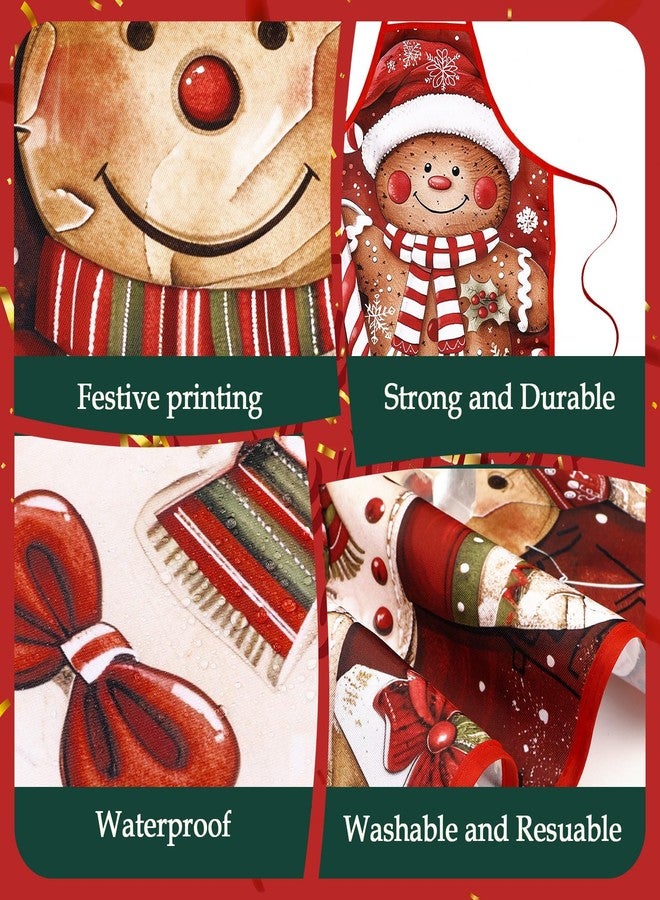 Vabean 4 Pcs Christmas Elf Gingerbread Man Apron Adjustable Funny Kitchen Cooking Funny Chef Women Xmas Party(Gingerbread) - Image 5