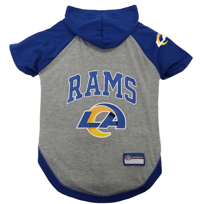 Pets First NFL Los Angeles Rams Hoodie for Dogs & Cats. NFL Football Licensed Dog Hoody Tee Shirt, Medium. Sports Hoody T-Shirt for Pets. Licensed Sporty Dog Shirt