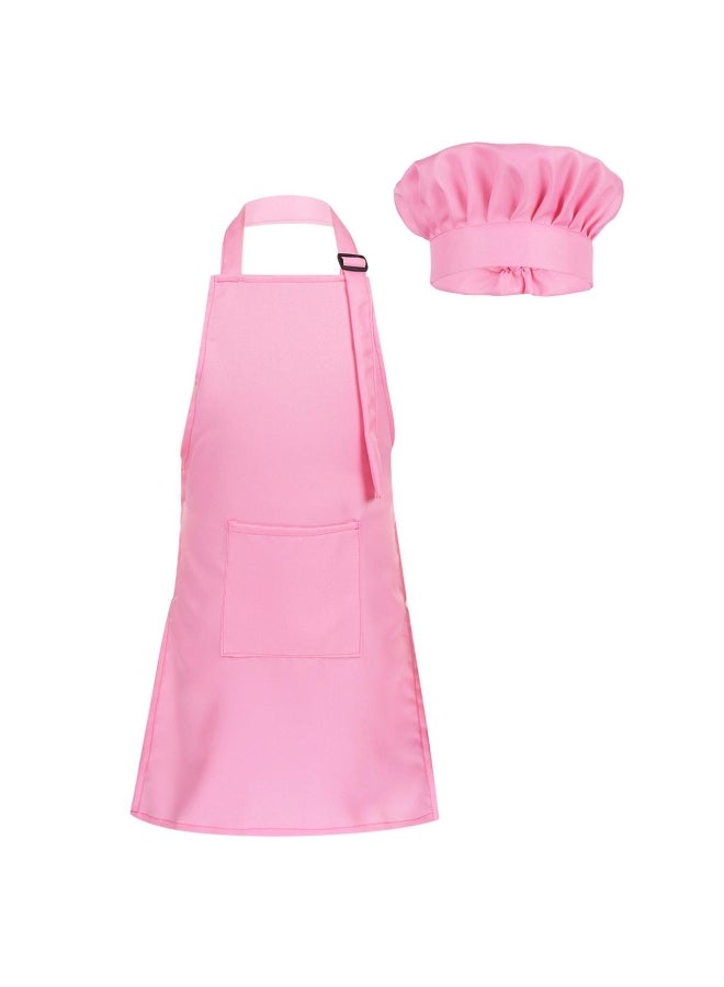 Kids Apron and Chef Hat Set Children's Adjustable Bib Apron Cute Boys Girls Kitchen Apron for Cooking Baking Painting Training Wear