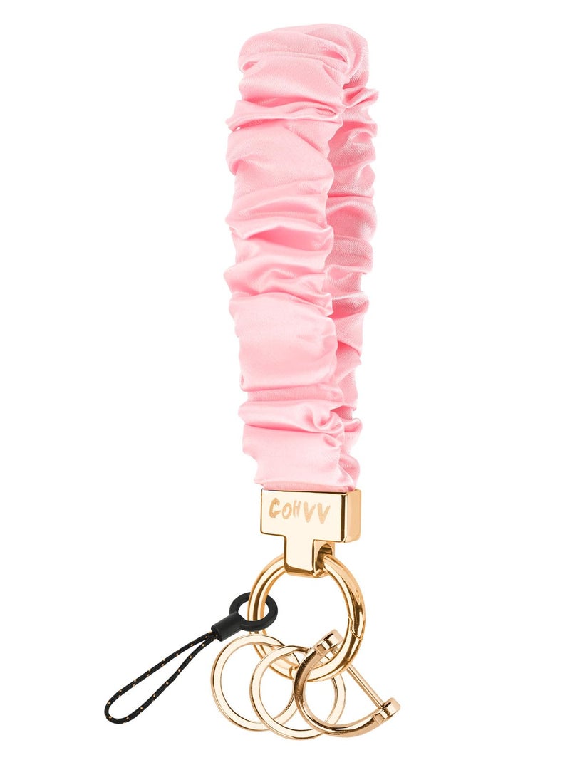 COHVV Scrunchie Keychain Wristlet for Women - Stretch Car Key Holder Bracelet, Key Chain Wristlet for Gym, Shopping & Travel (Blush Pink) - Image 1