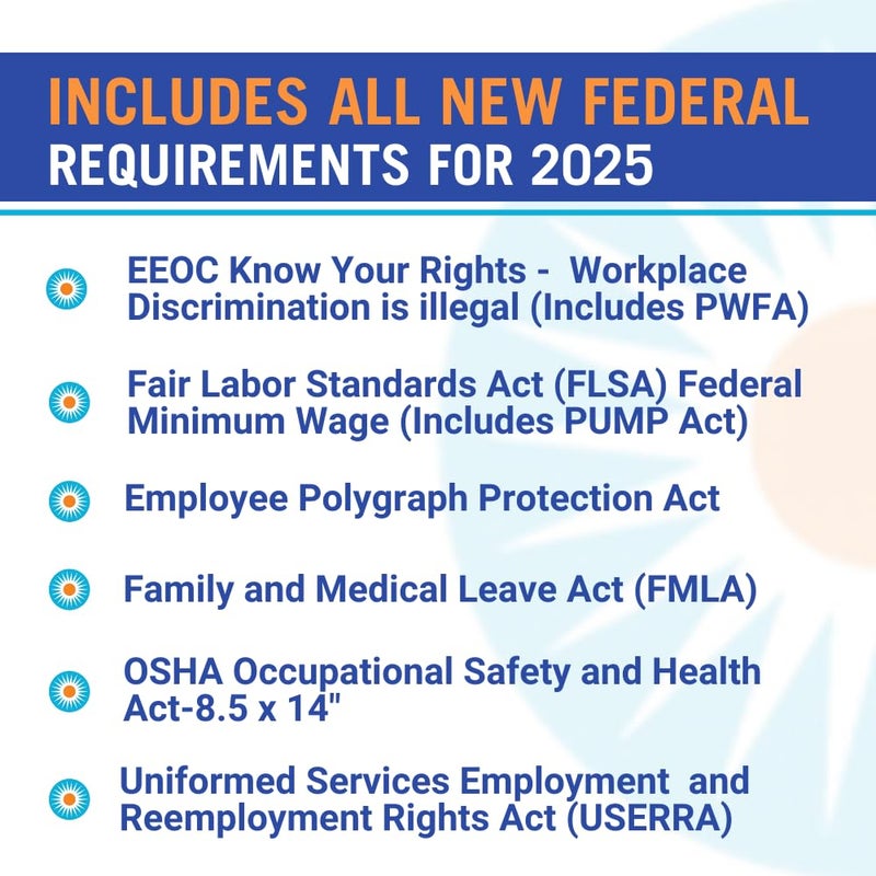 Labor Law Center 2025 Washington Labor Law Poster- State, Federal, OSHA Compliant- Workplace Required Posting for Employees- English Employment Poster- UV Laminated Waterproof- 26" x 39.5â€- English - Image 4