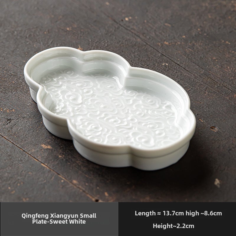 Vintage Ceramic Tea Tray Creative Lotus Snack PlateQingfeng Xiangyun Small Plate [Sweet White]] Qingfeng Xiangyun Small Plate [Sweet White]] 