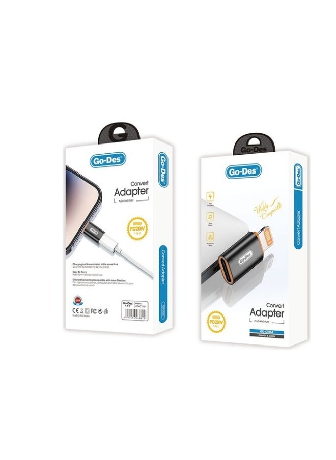 GO-DES - Convert Adapter GD-CT064Go-Des Lightning to Type C 120W Charging and Audio Supported - Image 1